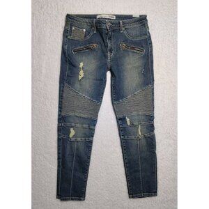 LOVERS + FRIENDS Womens Jeans Size 31 Aaron Moto Skinny Mid-Rise Culver Med Blue